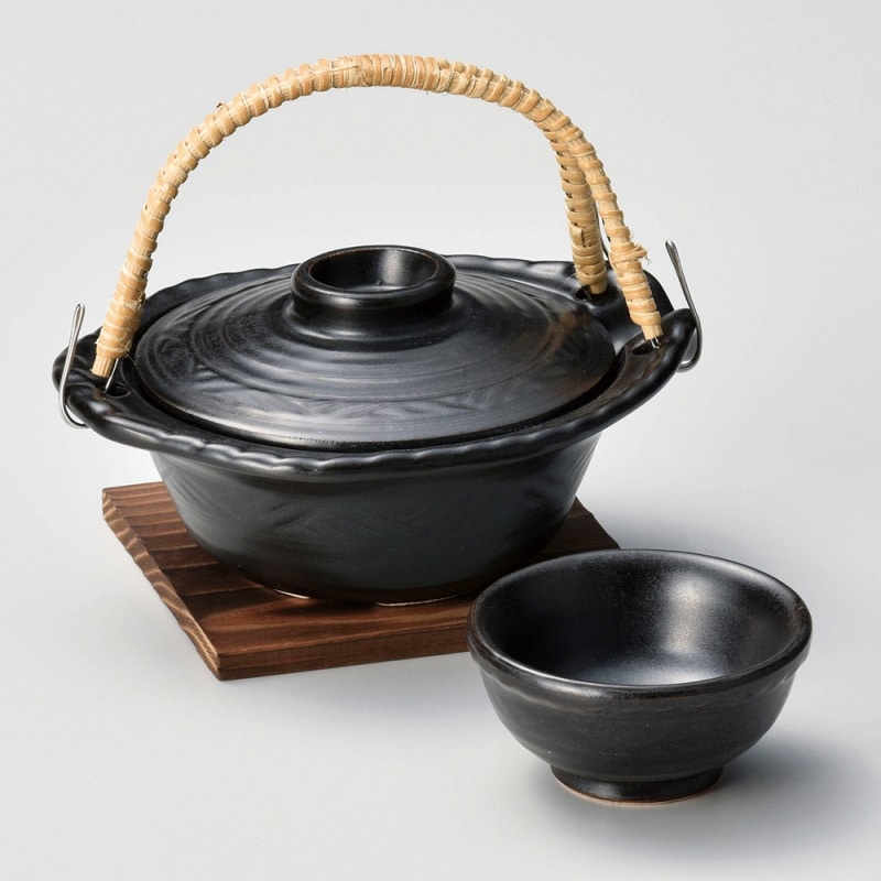 金正陶器 黒釉平形土瓶むし 1個(ご注文単位1個)【直送品】