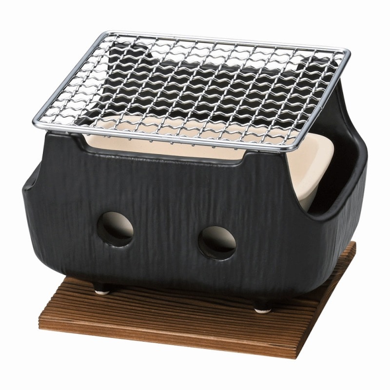 金正陶器 黒串焼きコンロ(小)(金網・板付) 1個(ご注文単位1個)【直送品】