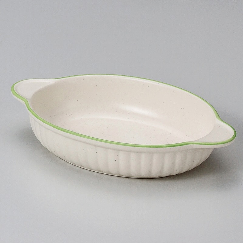 金正陶器 グリーンライン小判グラタン 1個(ご注文単位1個)【直送品】