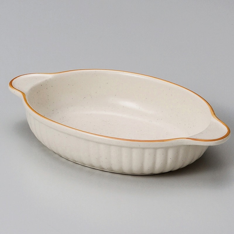 金正陶器 オレンジライン小判グラタン 1個(ご注文単位1個)【直送品】