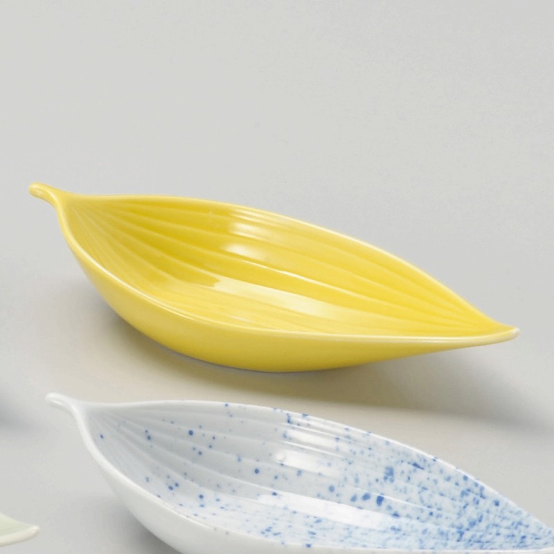 金正陶器 イエロー笹型小付 1個(ご注文単位1個)【直送品】