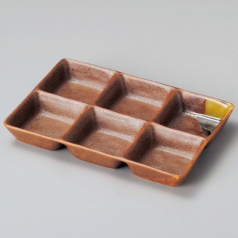 金正陶器 信楽六品仕切皿 1個(ご注文単位1個)【直送品】