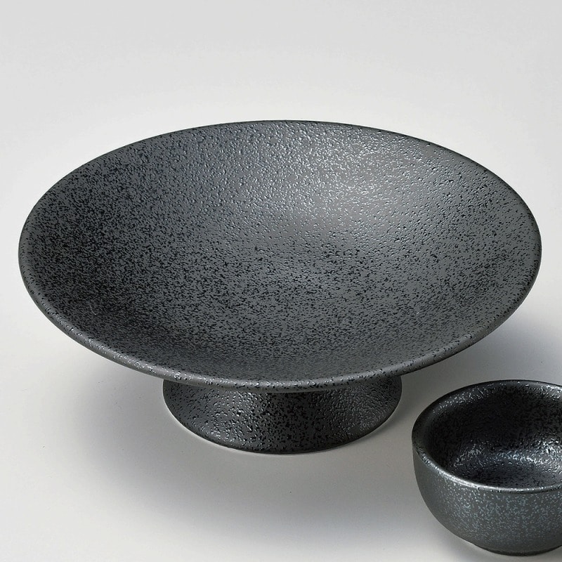 金正陶器 いぶし黒釉丸高台刺身 1個(ご注文単位1個)【直送品】