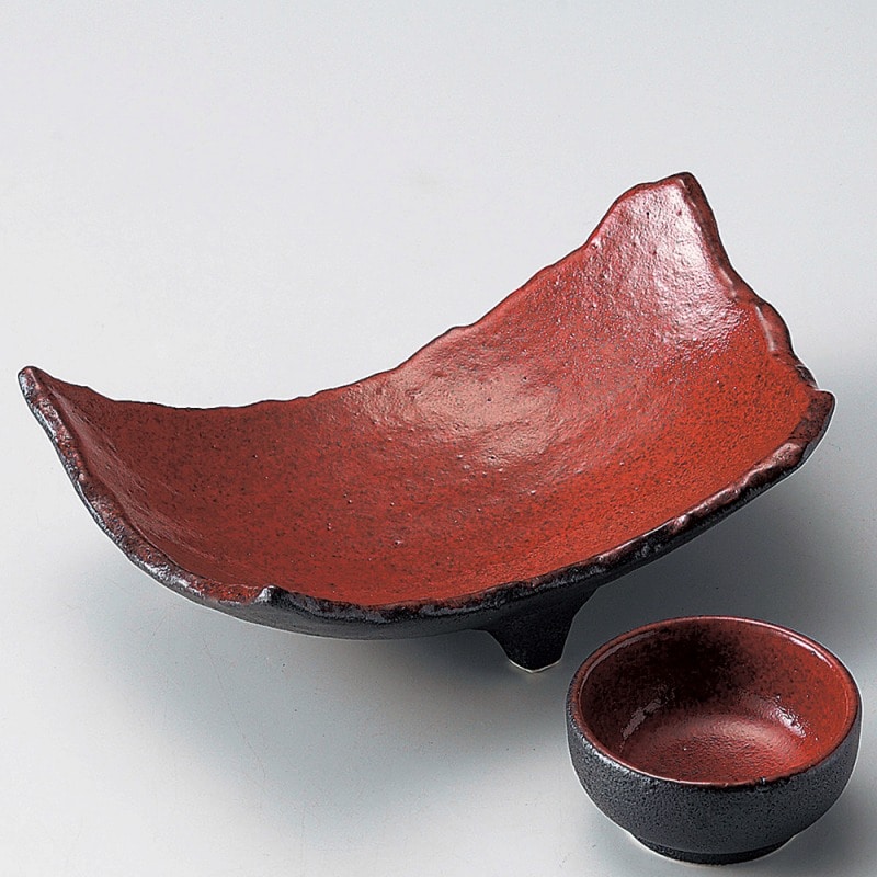 金正陶器 紅黒炭三ッ足両切向付 1個（ご注文単位1個）【直送品】