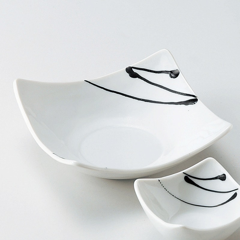 金正陶器 白釉黒一珍四方上り鉢（中） 1個（ご注文単位1個）【直送品】