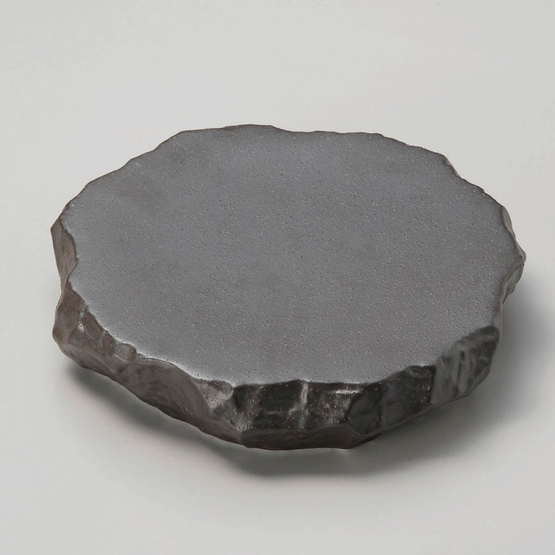 金正陶器 あら黒 ロックプレート（中） 1個（ご注文単位1個）【直送品】