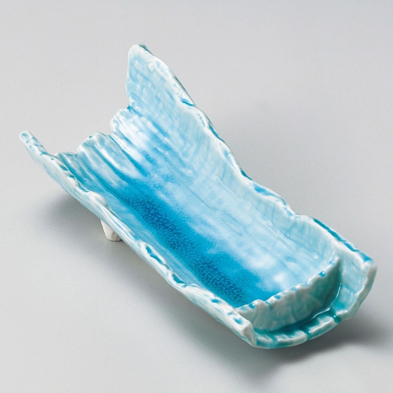 金正陶器 マリンブルー竹割型向付 1個（ご注文単位1個）【直送品】