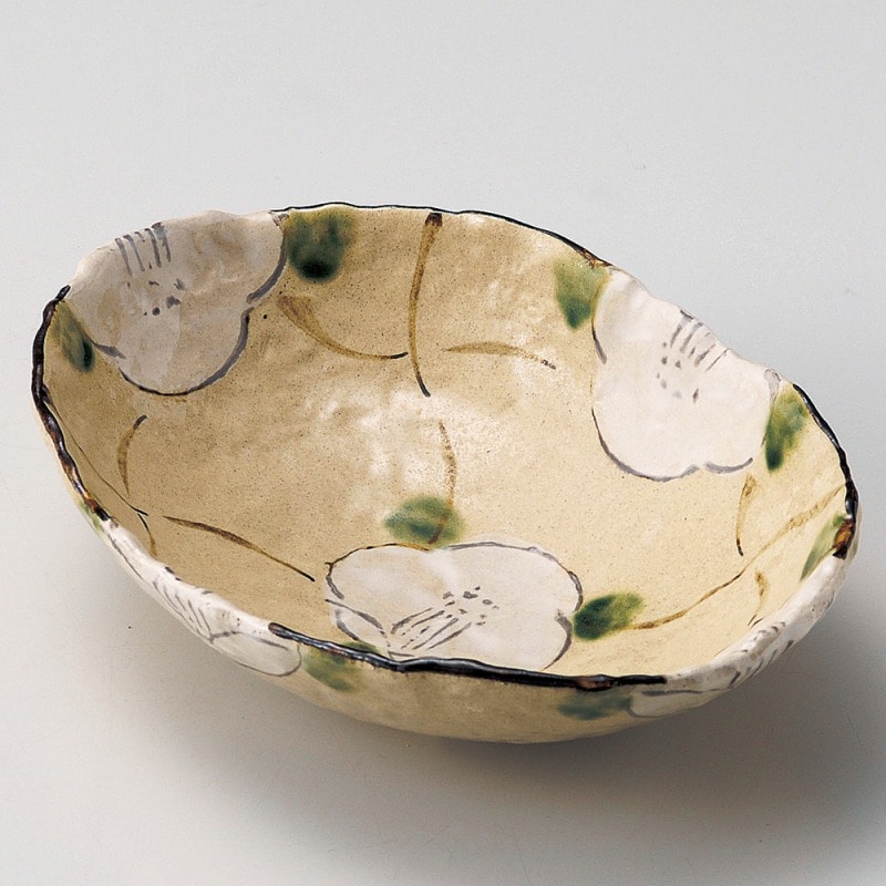 金正陶器 格子花楕円鉢 1個（ご注文単位1個）【直送品】