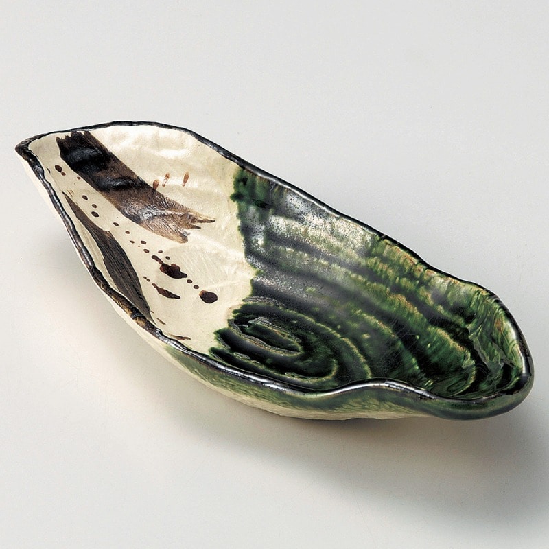 金正陶器 織部錆絵舟型向付 1個（ご注文単位1個）【直送品】