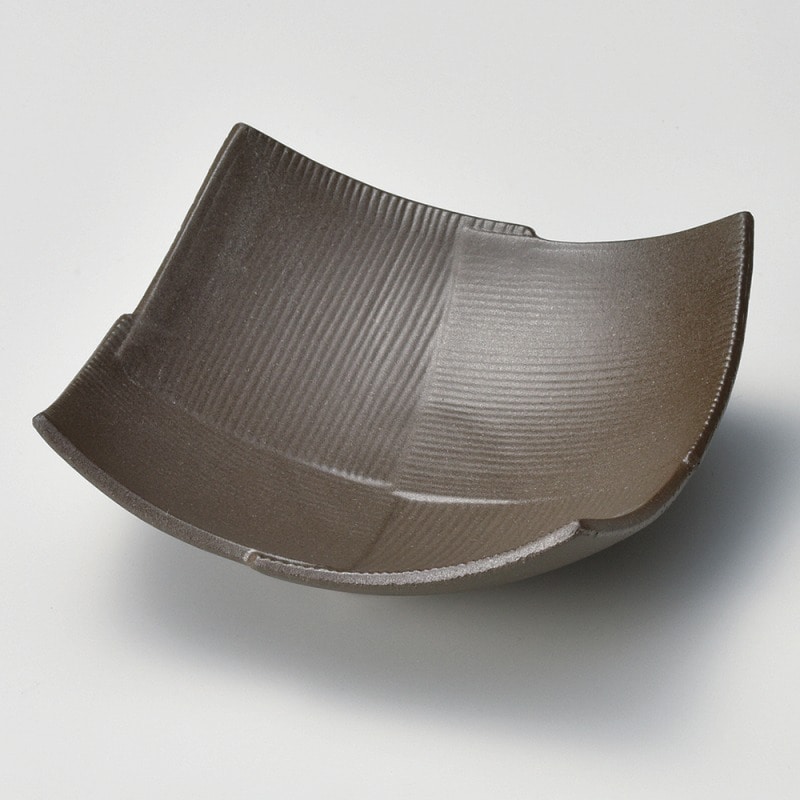 金正陶器 筋入市松（炭化土）小鉢（中） 1個（ご注文単位1個）【直送品】