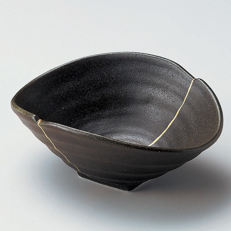 金正陶器 黒伊賀金ライン変形小鉢 1個（ご注文単位1個）【直送品】