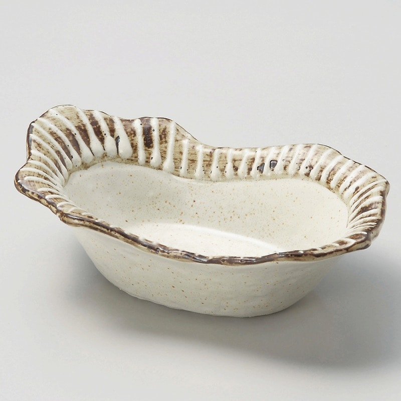 金正陶器 粉引ライン 舟型小鉢 1個（ご注文単位1個）【直送品】