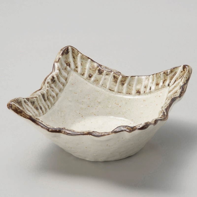金正陶器 粉引ライン 角小鉢 1個（ご注文単位1個）【直送品】