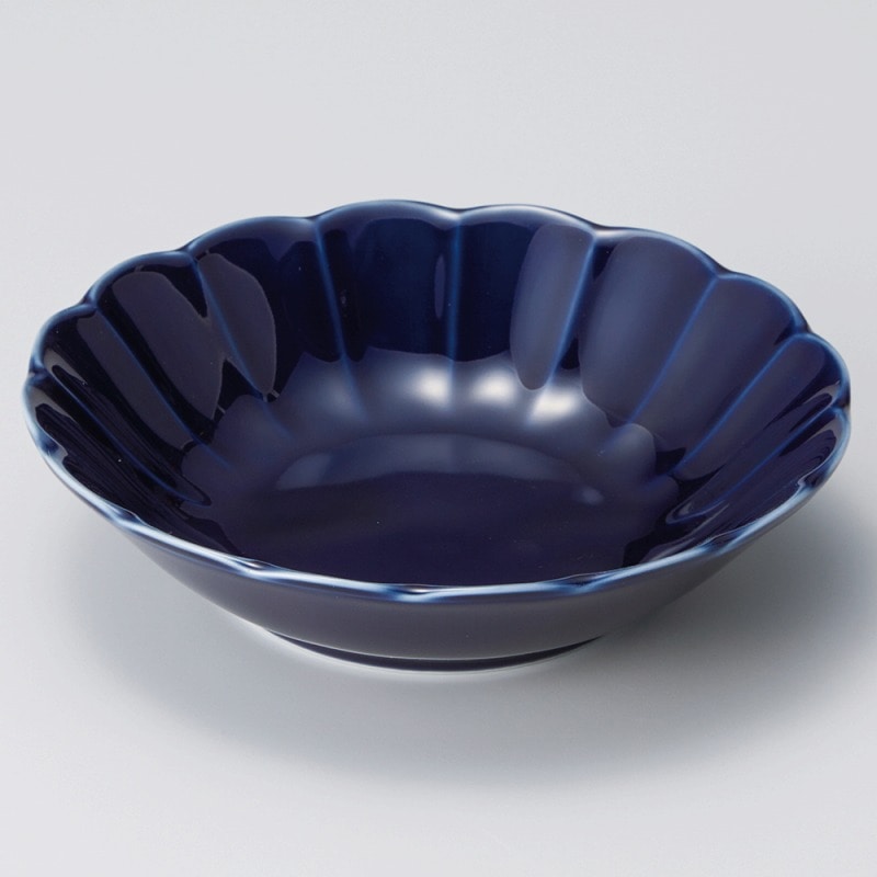 金正陶器 ネイビー花型17㎝浅鉢 1個（ご注文単位1個）【直送品】