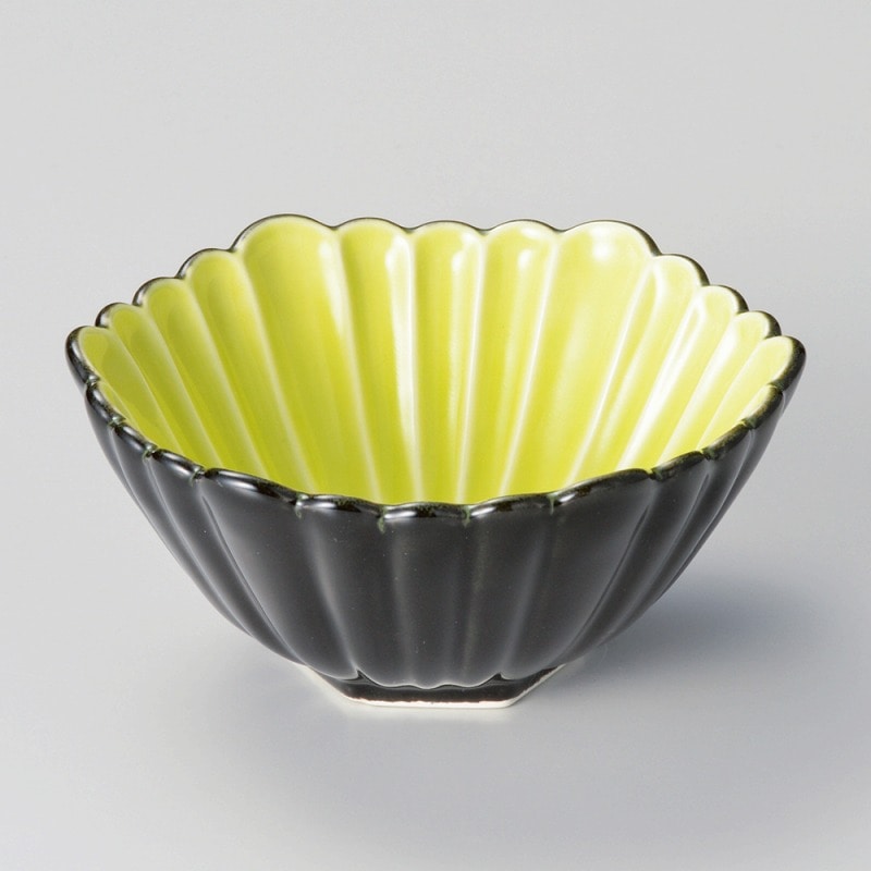金正陶器 外黒グリン釉菊彫六角小鉢 1個（ご注文単位1個）【直送品】