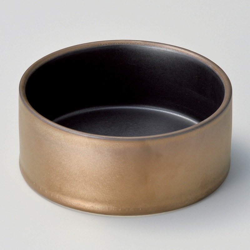 金正陶器 ゴールド内黒マット切立鉢 1個（ご注文単位1個）【直送品】