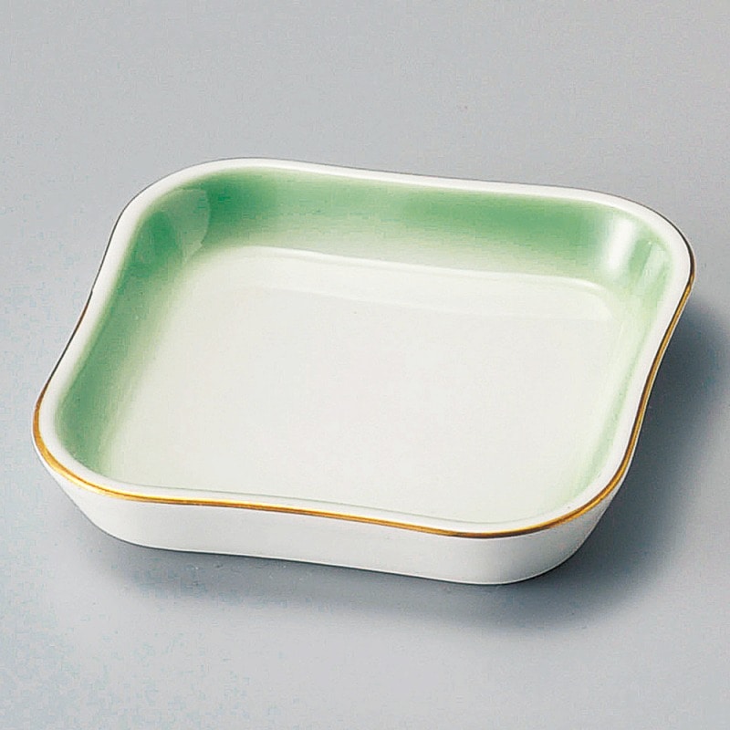 金正陶器 ヒワ吹渕金正角皿 1個(ご注文単位1個)【直送品】