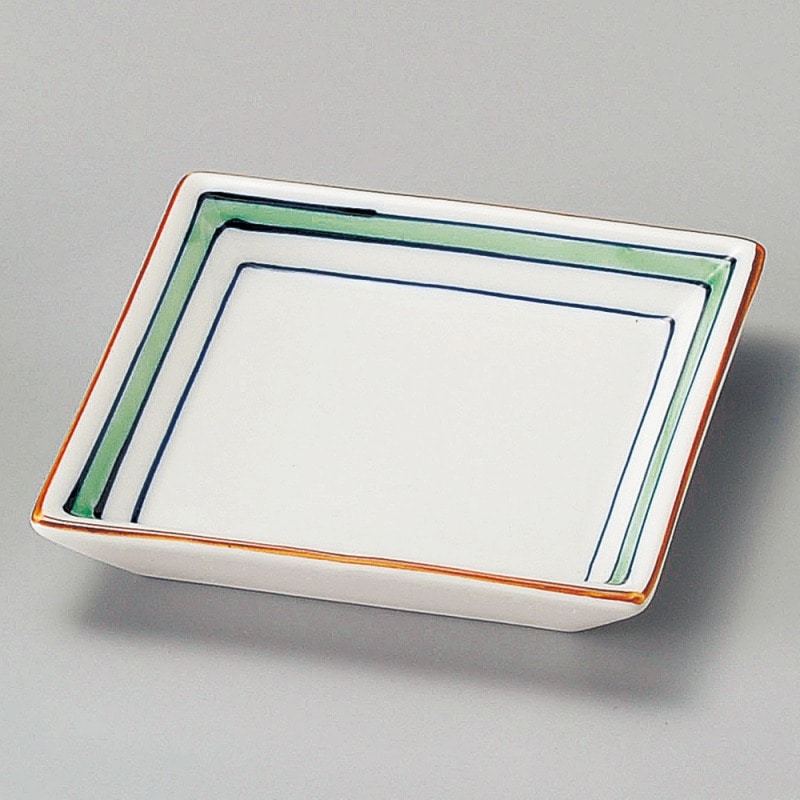 金正陶器 渕グリーン角皿 1個(ご注文単位1個)【直送品】