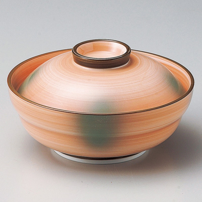 金正陶器 オレンジ巻グリン吹京型蓋向 1個（ご注文単位1個）【直送品】