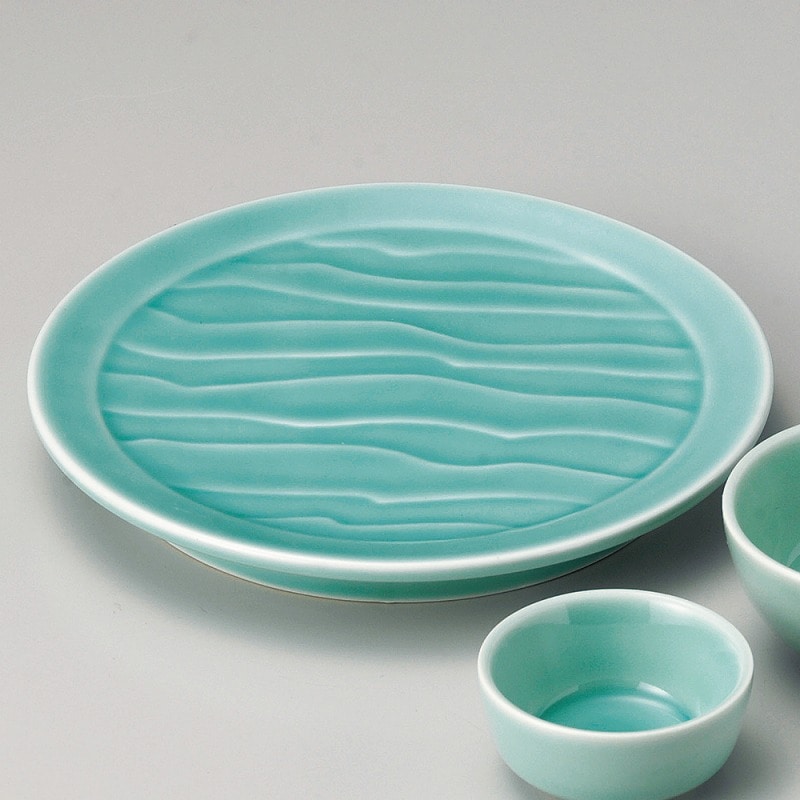 金正陶器 深海青磁波彫6.3皿 1個（ご注文単位1個）【直送品】