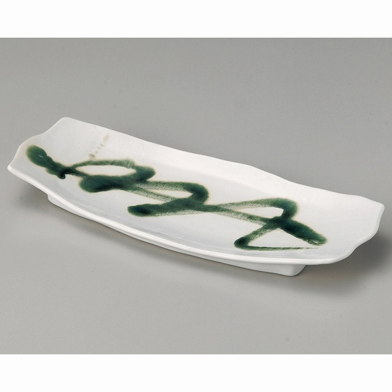 金正陶器 白マット織部流し長皿 1個（ご注文単位1個）【直送品】