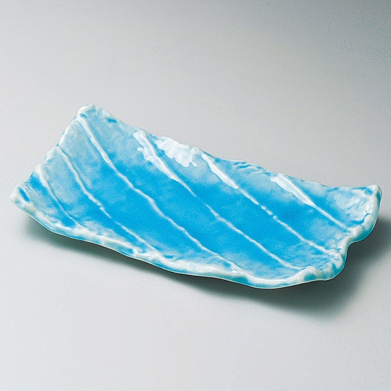 金正陶器 マリンブルーガタ彫焼物皿 1個（ご注文単位1個）【直送品】