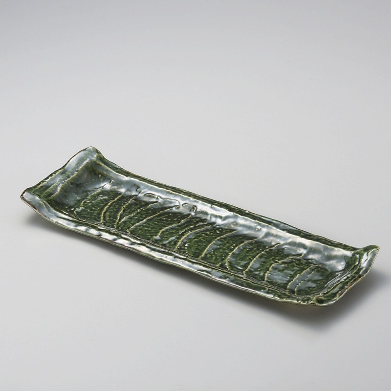 金正陶器 織部ガタ彫長大皿 1個（ご注文単位1個）【直送品】