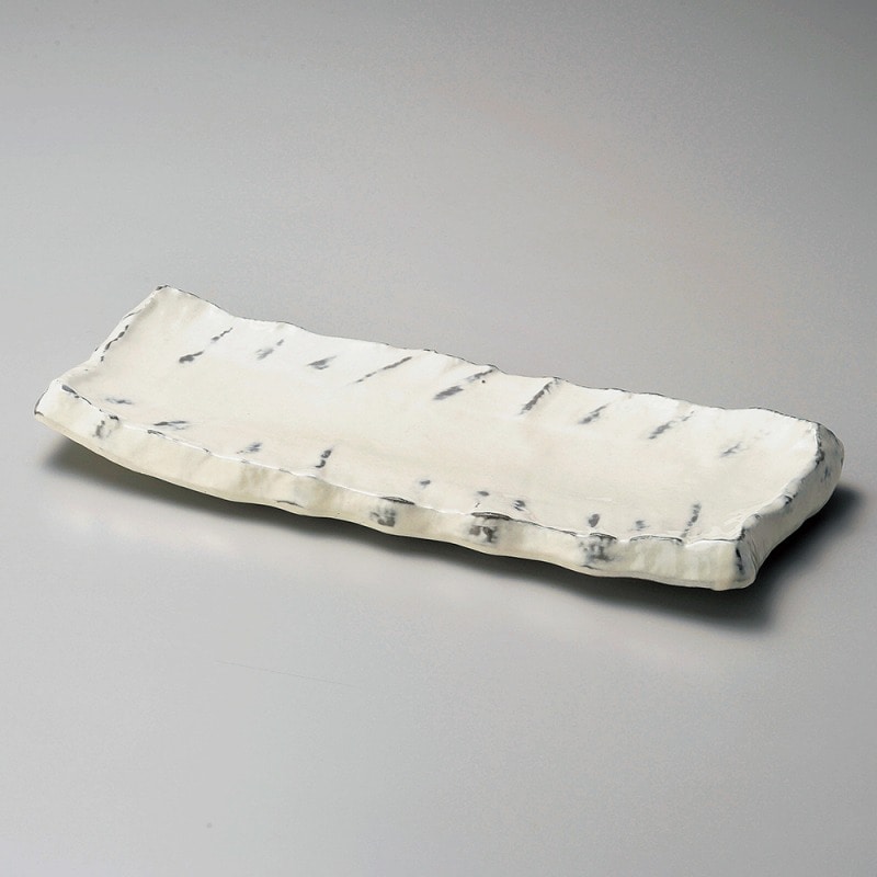 金正陶器 粉引拭取りガタ彫12.0皿 1個（ご注文単位1個）【直送品】