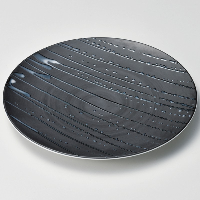 金正陶器 黒マット波吹22㎝皿 1個（ご注文単位1個）【直送品】