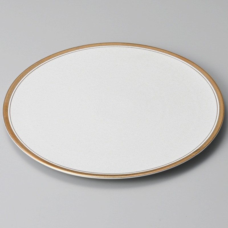 金正陶器 ゴールドライン白29㎝フラットプレート 1個（ご注文単位1個）【直送品】