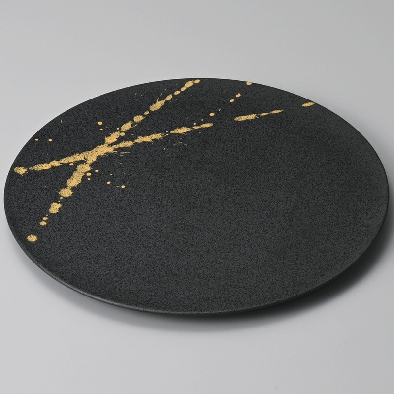 金正陶器 金彩飛ばし黒29㎝フラットプレート 1個（ご注文単位1個）【直送品】