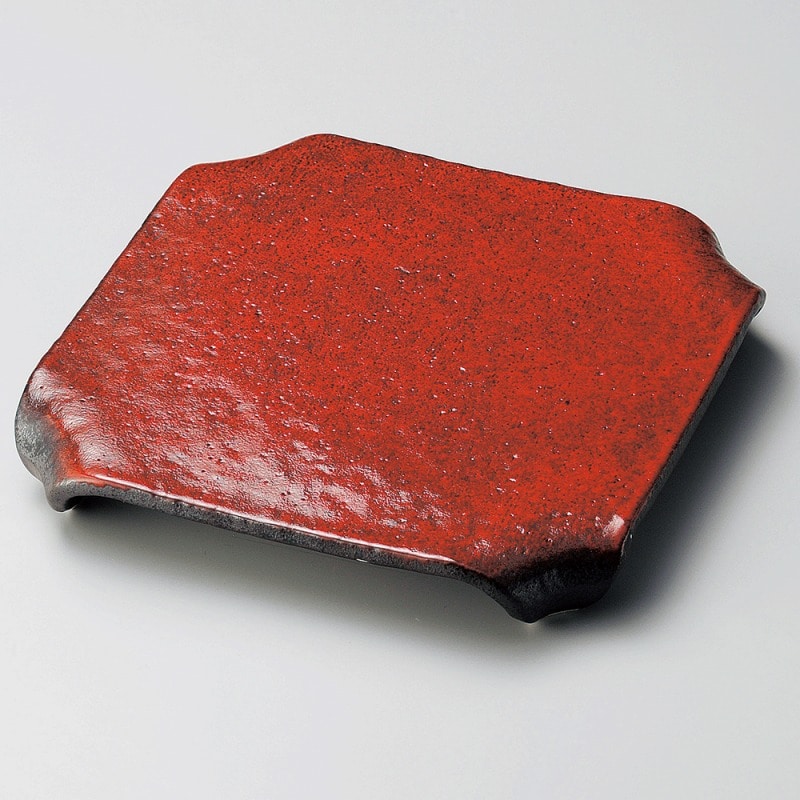 金正陶器 紅黒炭四ツ曲げ高台皿 1個（ご注文単位1個）【直送品】