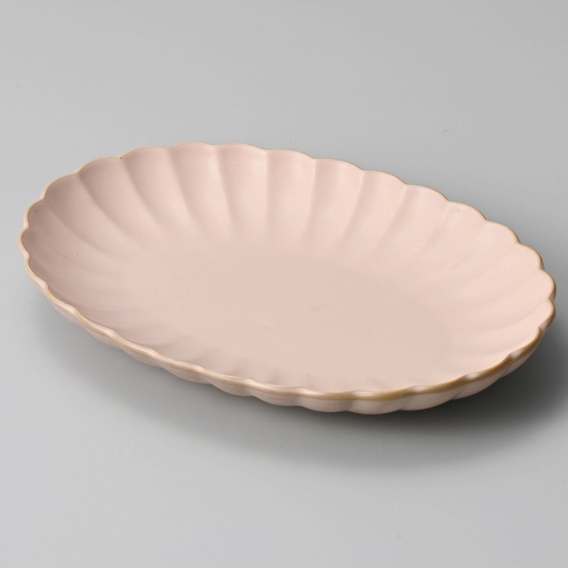 金正陶器 マットピンクひな菊24㎝楕円皿 1個（ご注文単位1個）【直送品】