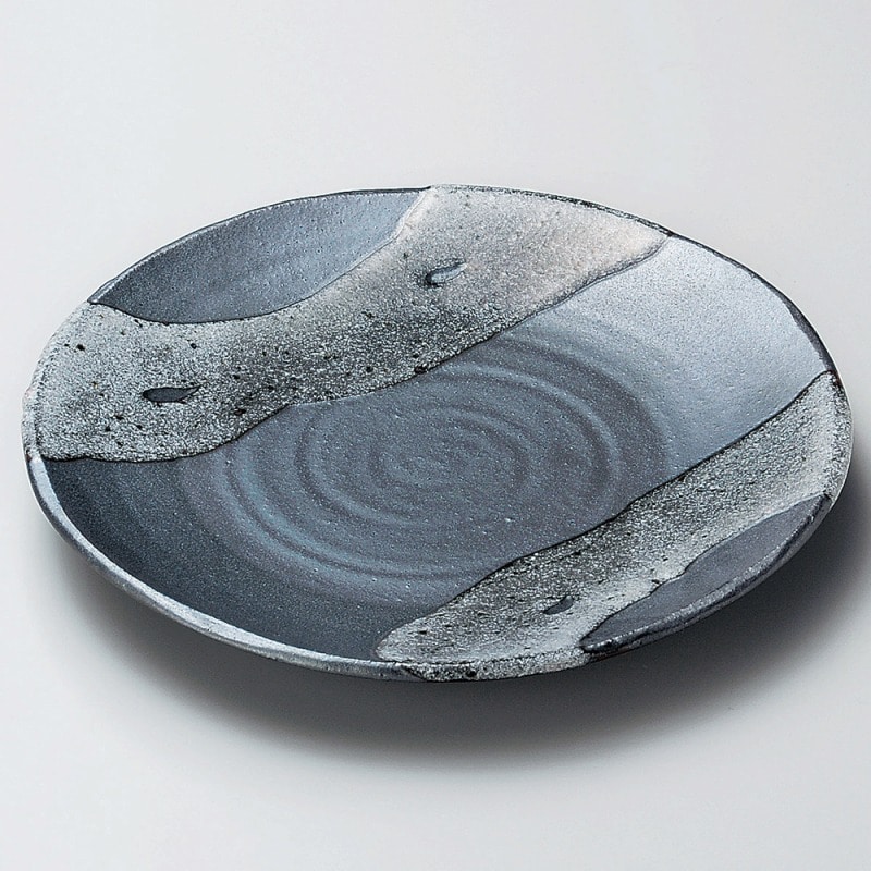 金正陶器 天目白流波型7.0皿 1個（ご注文単位1個）【直送品】