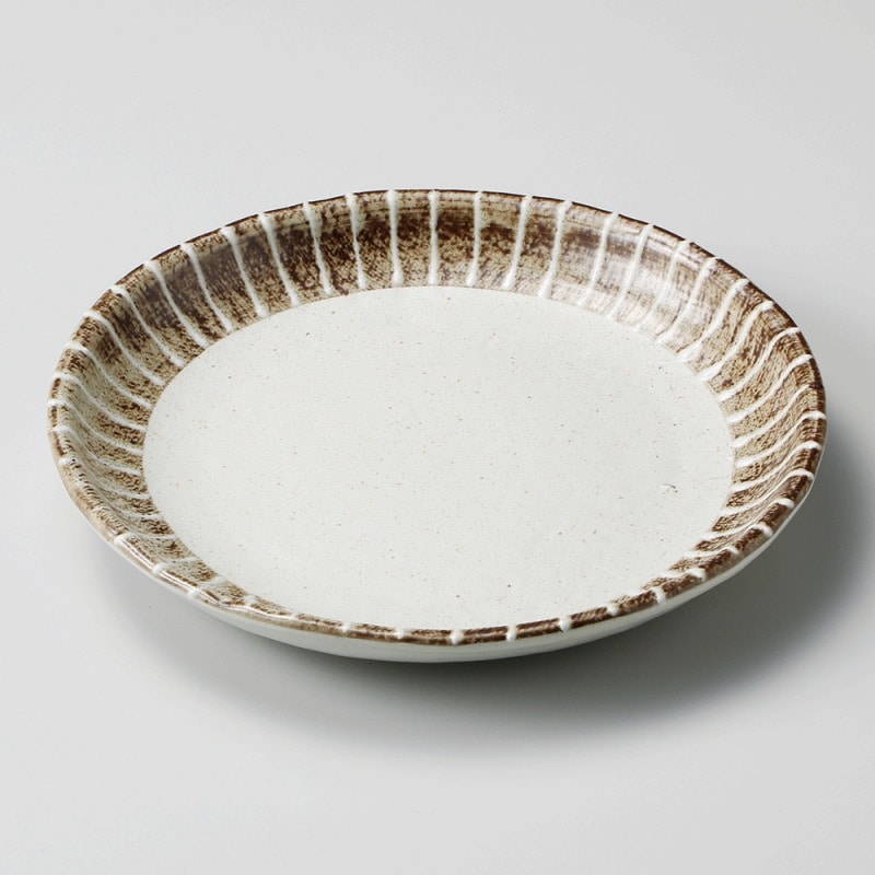 金正陶器 粉引ライン玉渕5.5皿 1個（ご注文単位1個）【直送品】