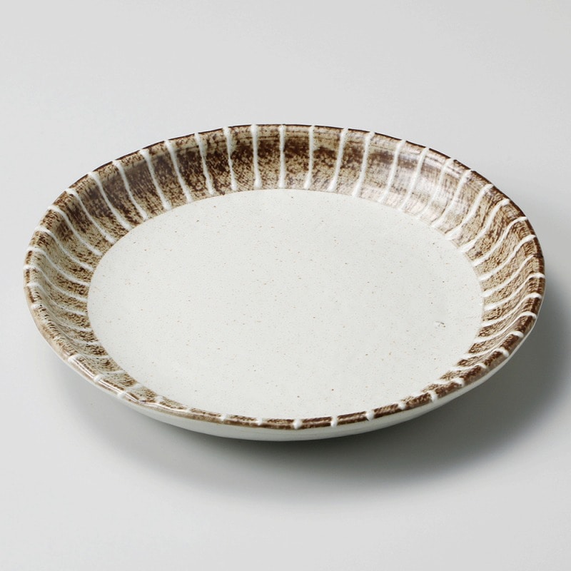 金正陶器 粉引ライン玉渕3.5皿 1個（ご注文単位1個）【直送品】