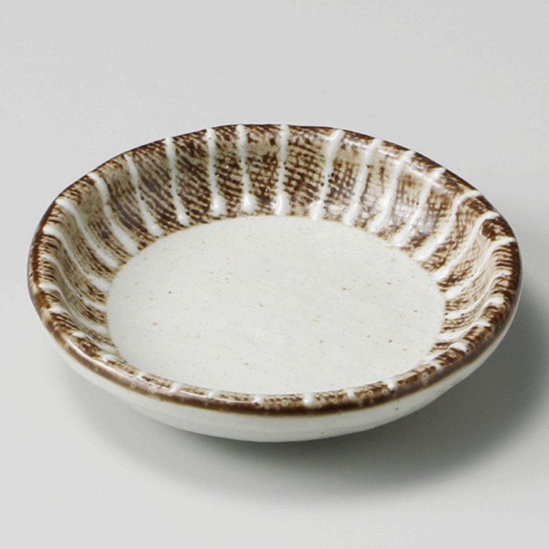 金正陶器 粉引ライン玉渕2.8皿 1個（ご注文単位1個）【直送品】