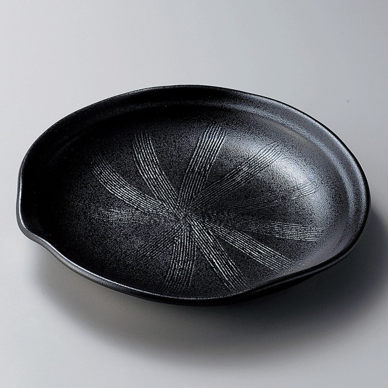 金正陶器 黒緑片口大皿 1個（ご注文単位1個）【直送品】