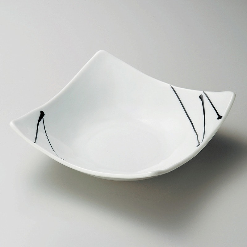 金正陶器 白釉黒一珍四方上り鉢（大） 1個（ご注文単位1個）【直送品】