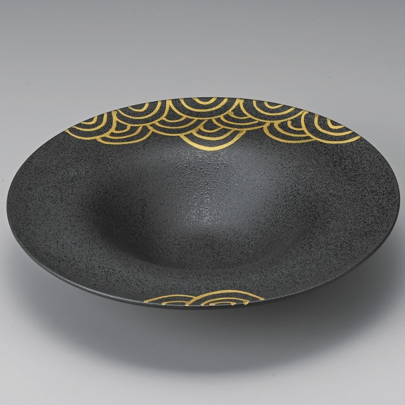 金正陶器 金彩青海波黒24㎝リムボール 1個(ご注文単位1個)【直送品】