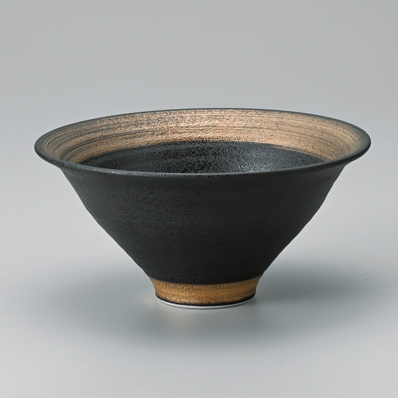 金正陶器 ゴールド刷毛巻黒反り丼 1個（ご注文単位1個）【直送品】