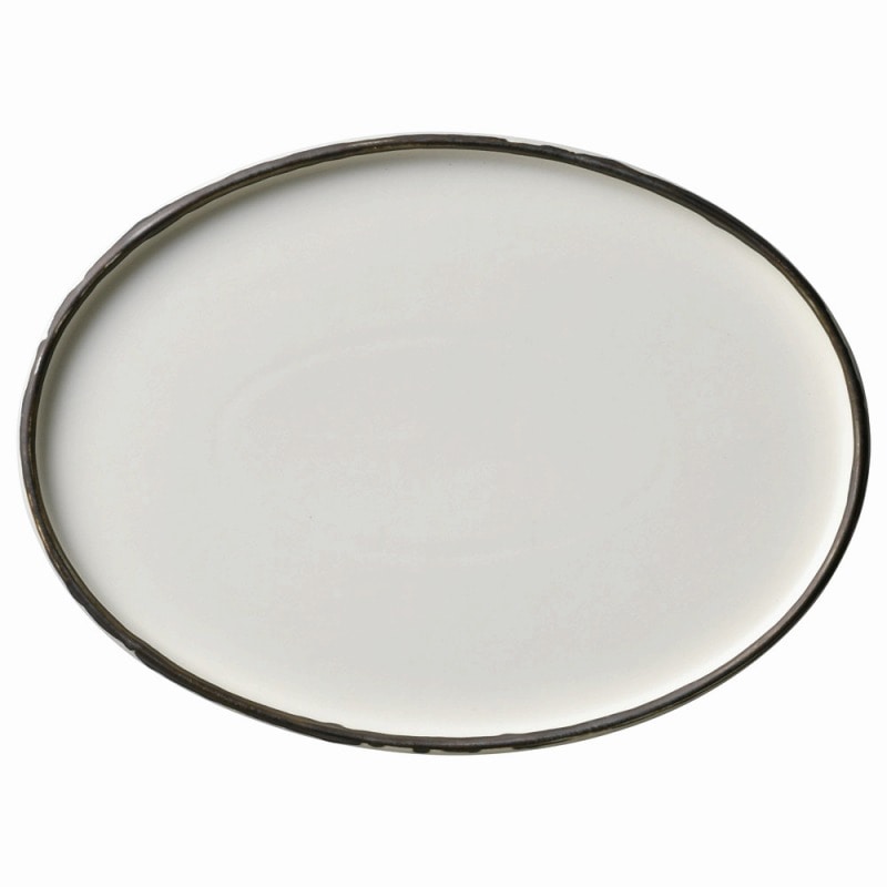 金正陶器 白マット金流しオーバルプレート 1個（ご注文単位1個）【直送品】