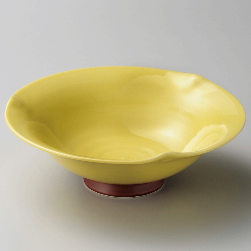 金正陶器 黄釉高台三ツ押5.0鉢 1個(ご注文単位1個)【直送品】