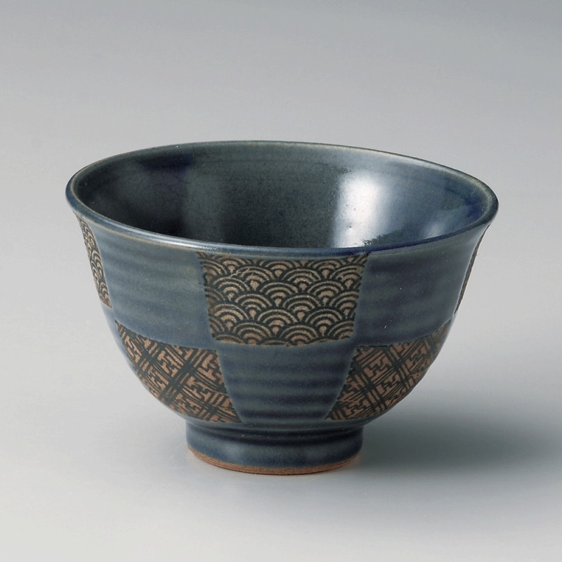 金正陶器 藍市松青海波反4.0丼 1個(ご注文単位1個)【直送品】