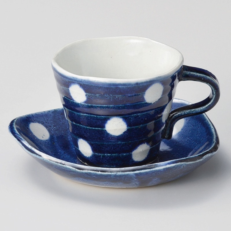 金正陶器 ルリ水玉コーヒー碗皿 1個(ご注文単位1個)【直送品】