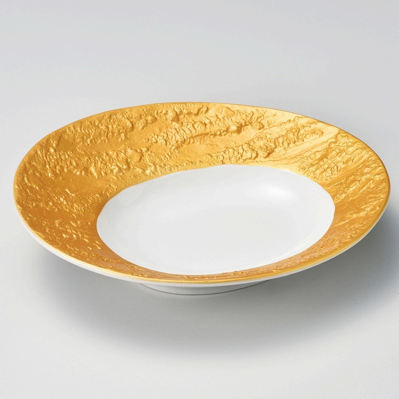 金正陶器 ゴールド石肌 オーバルボール 1個(ご注文単位1個)【直送品】