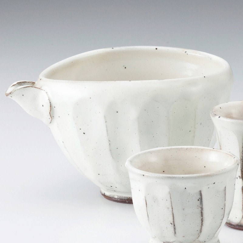 金正陶器 粉引面取り冷酒器 1個(ご注文単位1個)【直送品】