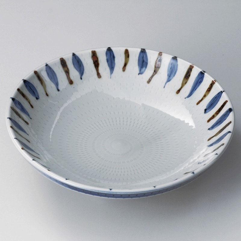 金正陶器 トチリ二色十草7.5メン皿 1個(ご注文単位1個)【直送品】