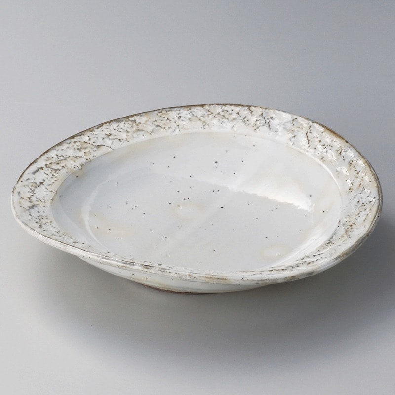 金正陶器 粉引 石目楕円盛皿 1個(ご注文単位1個)【直送品】