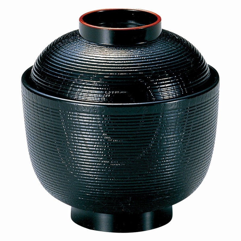 金正陶器 ［TA］耐熱千筋ケヤキ小吸椀 黒天朱 1個（ご注文単位1個）【直送品】